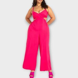 Eloquii Hot Pink Cutout Jumpsuit